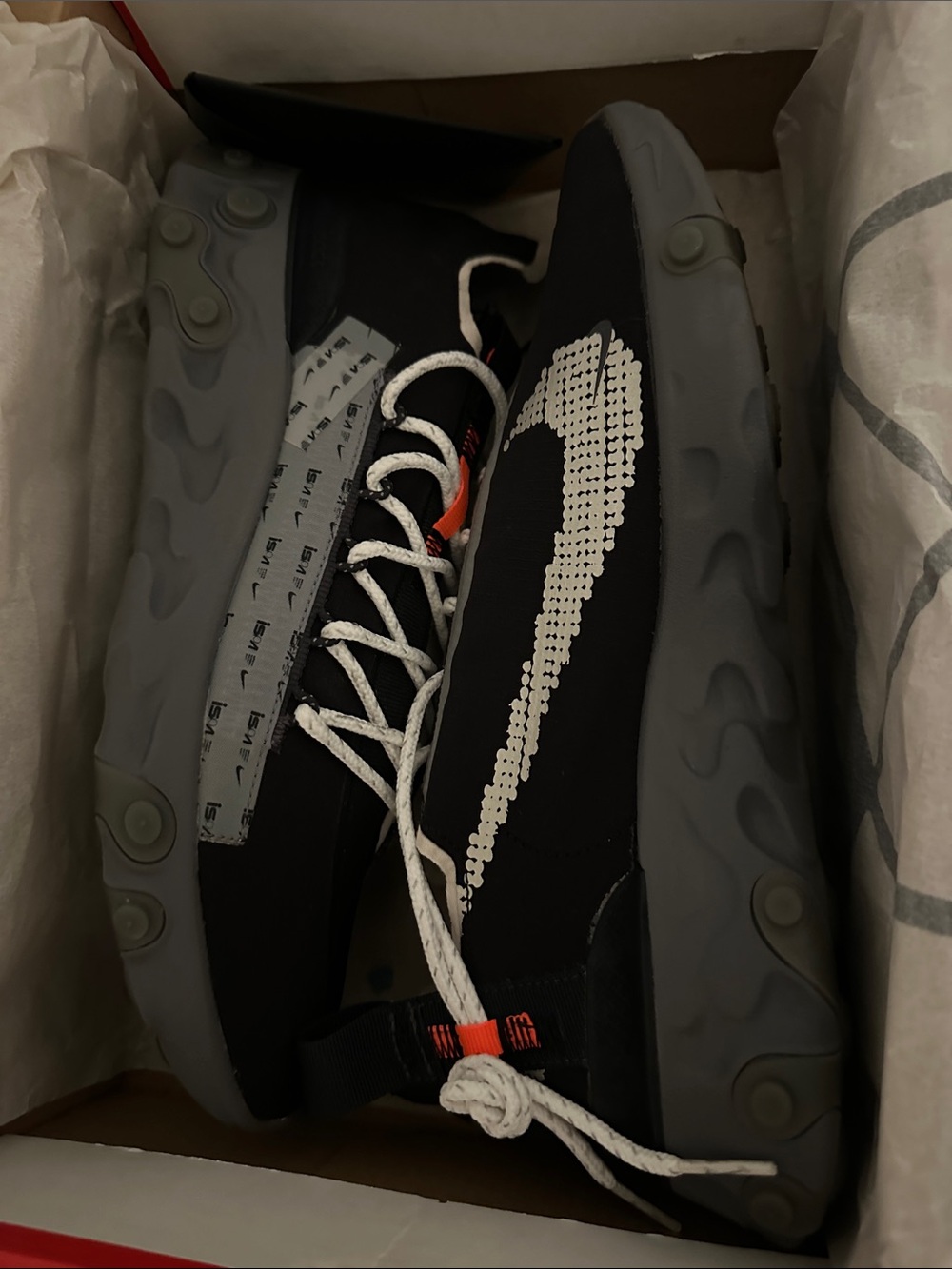 Nike Black Sneakers with White Swoosh and Gray Soles